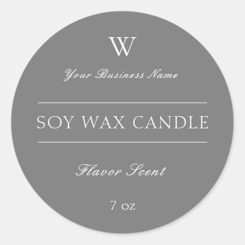 Modern Monogram Gray Candle Spa Product Label