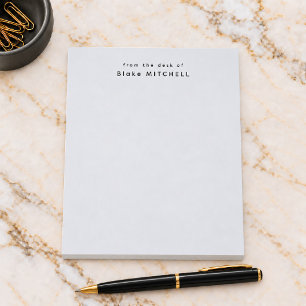 Modern Monogram Gray From The Desk of Stationery Notepad