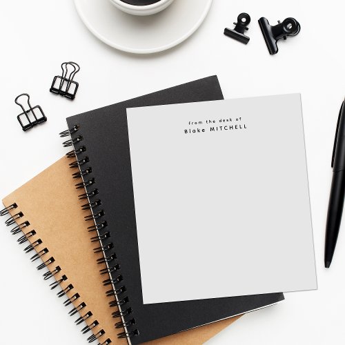 Modern Monogram Gray From The Desk of Stationery Notepad