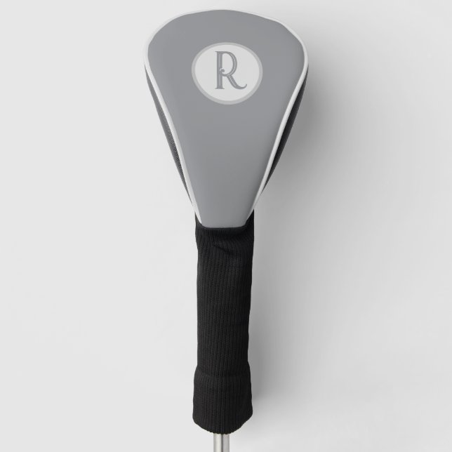 Modern Monogram Gray Golf Head Cover (Front)