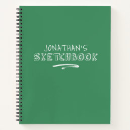 Modern Monogram Green Artist Sketchbook Notebook