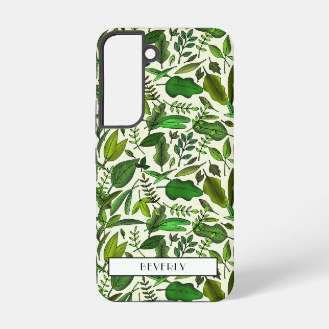 Modern Monogram Green Botanical Samsung Galaxy Case (Back)