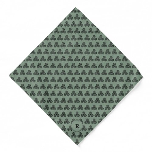 Modern Monogram Green Celtic Knot Irish Bandana