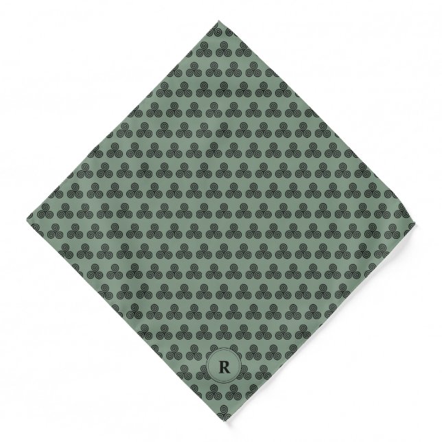 Modern Monogram Green Celtic Knot Irish Bandana (Front)