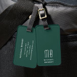 Modern Monogram Green Luggage Tag<br><div class="desc">Modern Monogram Green Luggage Tag.</div>