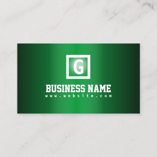 Modern Monogram Green Metal Business Card