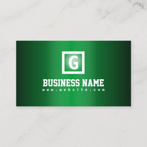 Customizable Modern Monogram Green Metal Business Card
