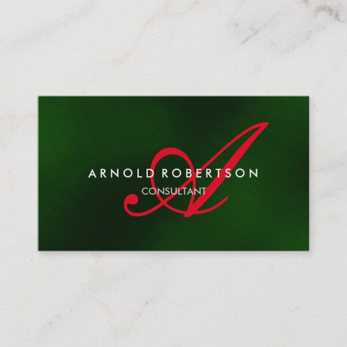 Modern Monogram Green Trendy Business Card