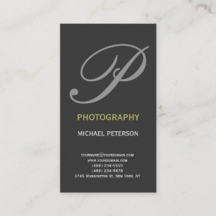 Modern Monogram Grey Business Card