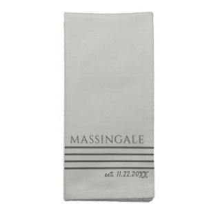 Modern Monogram Grey Family Name Established Date Cloth Napkin
