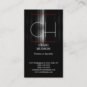 Modern Monogram Grey White Red Business Card