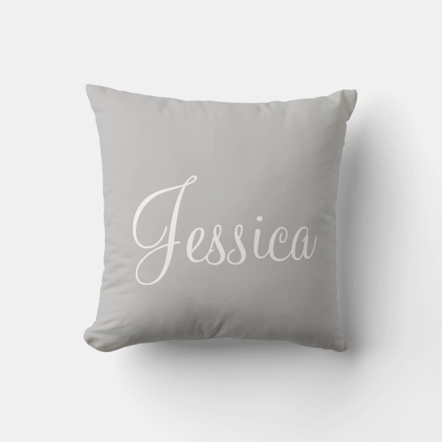 Modern Monogram Grey White Throw Pillow (Front)