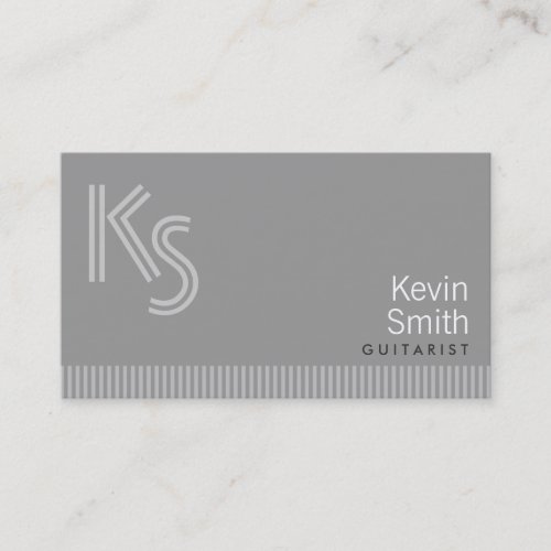 Modern Monogram Guitarist Business Card