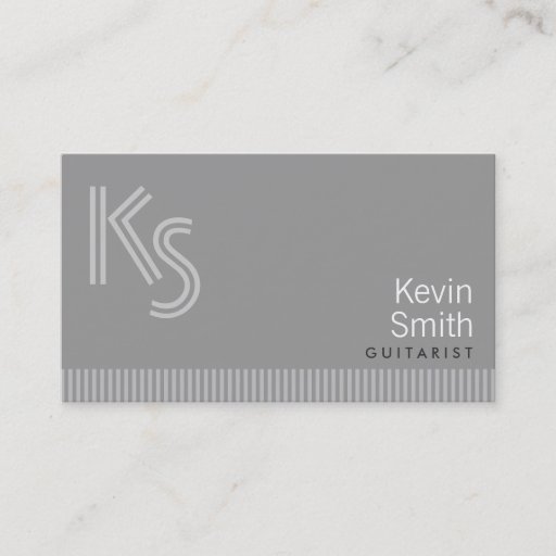 Customizable Modern Monogram Guitarist Business Card