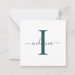 Modern Monogram Hand-Lettered Script Minimal Note Card