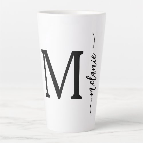 Modern Monogram Hand Lettered White Latte Mug Gift