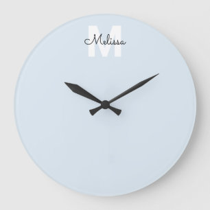 Modern Monogram Handwriting Calligraphy Name Large Clock