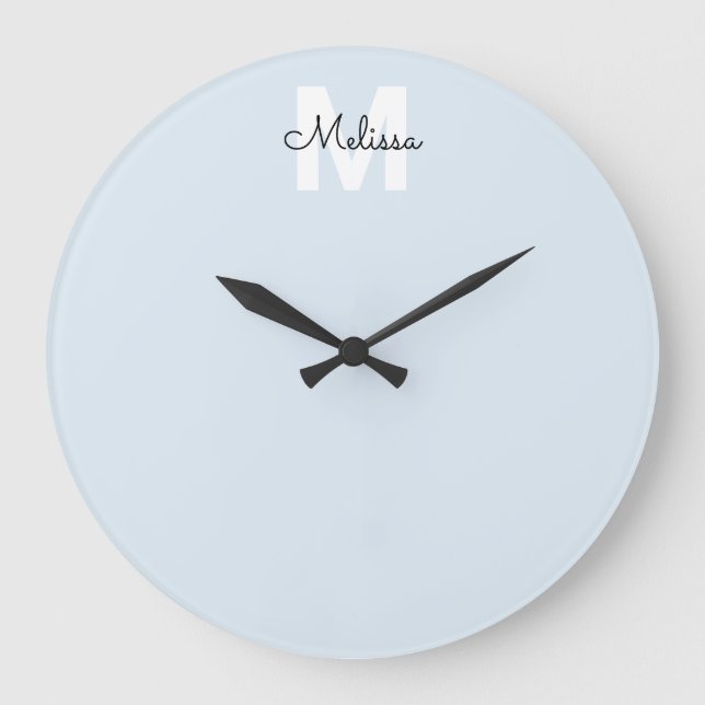 Modern Monogram Handwriting Calligraphy Name Large Clock (Front)