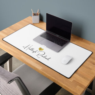 Modern Monogram Handwritten Script Name  Desk Mat