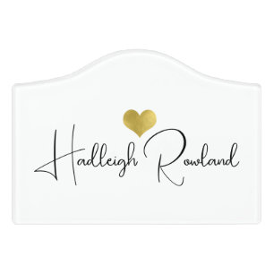 Modern Monogram Handwritten Script Name Door Sign