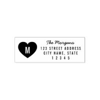 Modern Monogram Heart Family Home Address Self-inking Stamp