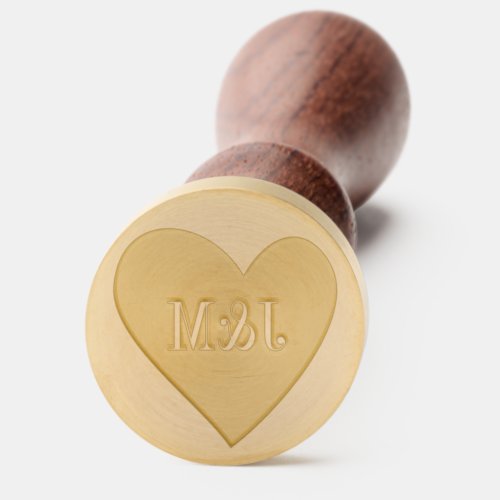 Modern Monogram Heart Love Wedding Wax Seal Stamp