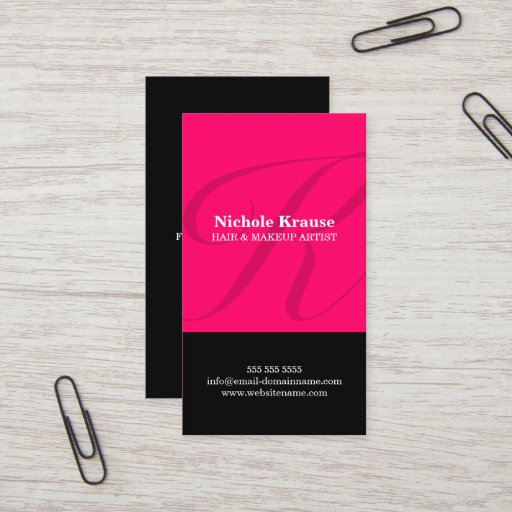 Customizable Modern Monogram Hot Pink Business Cards