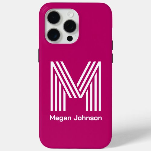 Modern Monogram Hot Pink iPhone 15 Pro Max Case