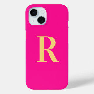 Modern Monogram Hot Pink iPhone 15 Case