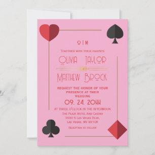 Modern Monogram Hot Pink Playing Card Wedding