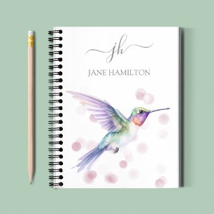 Modern Monogram Hummingbird Notebook