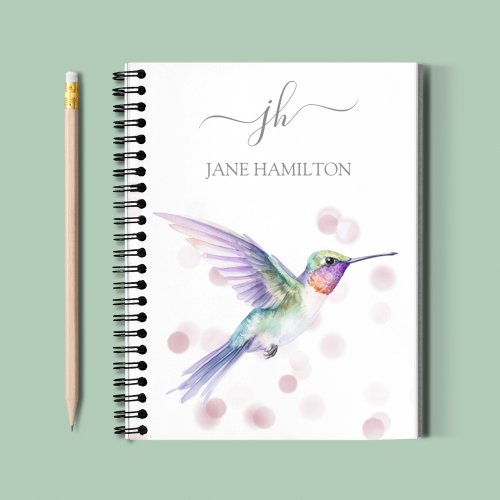 Modern Monogram Hummingbird Notebook