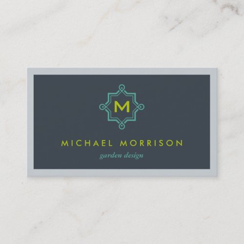 MODERN MONOGRAM in Blue/Green Business Card Templates