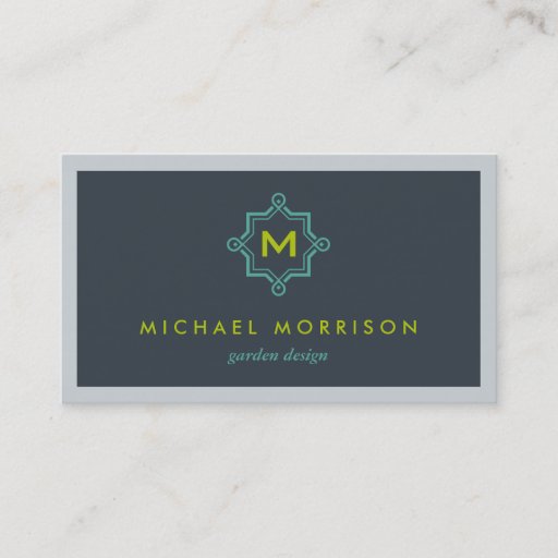 Customizable MODERN MONOGRAM in Blue/Green Business Card Templates