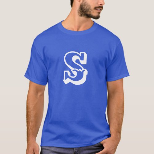 Modern Monogram Initial Add Your Text Deep Blue T_Shirt