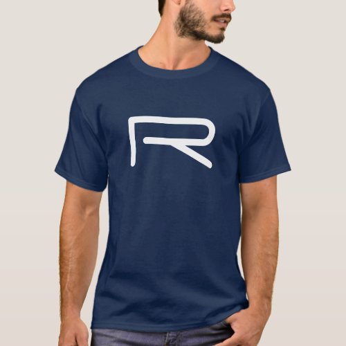 Modern Monogram Initial Add Your Text Navy Blue T_Shirt