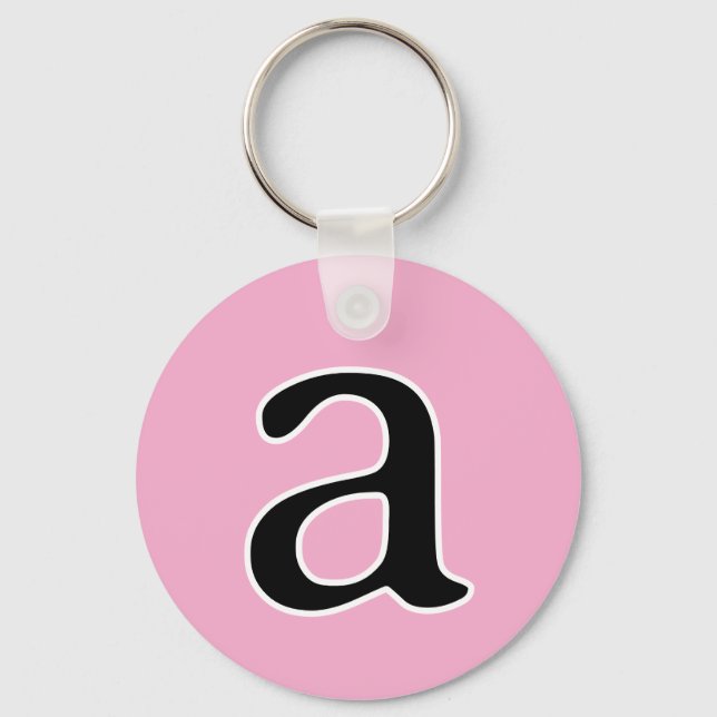 Modern Monogram Initial Alphabet Letter a Pink  Keychain (Front)