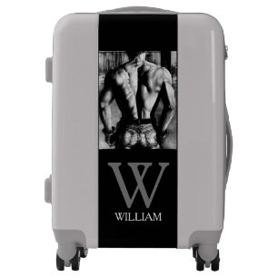 Modern Monogram Initial And Name Cool Muscle Man Luggage