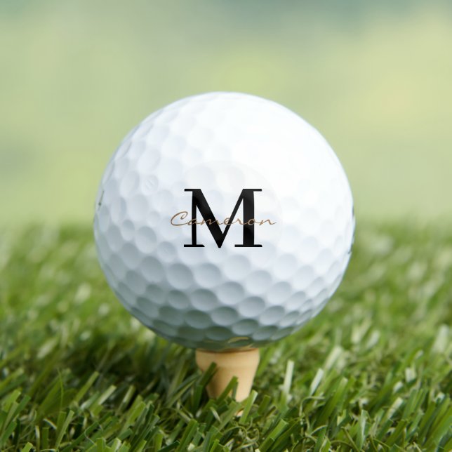 Modern Monogram Initial and Name Personalized Golf Balls (Insitu Tee)