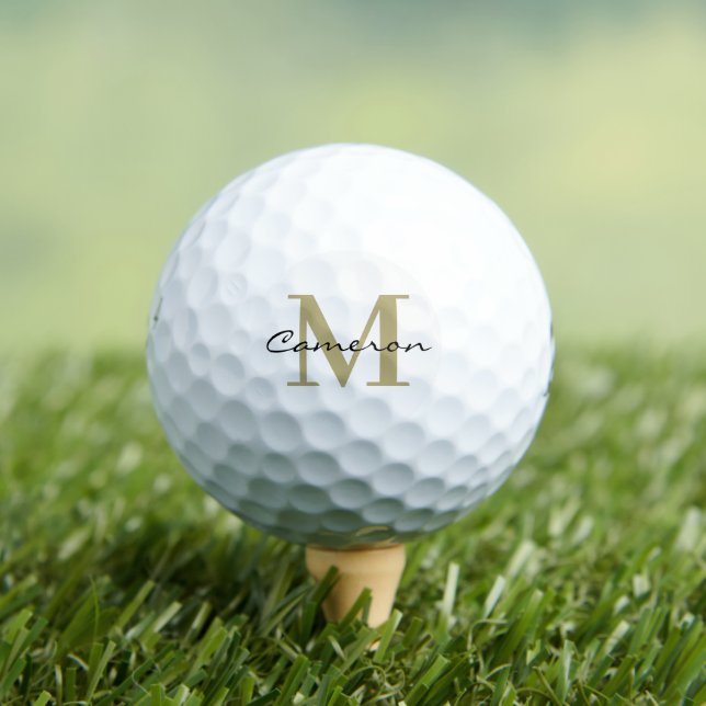 Modern Monogram Initial and Name Personalized Golf Balls (Insitu Tee)