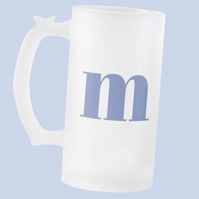 Modern Monogram Initial Beer Frosted Glass Beer Mug (Simple modern lower case personalized initial monogram frosted glass beer mug)