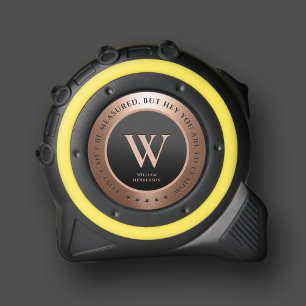 Modern Monogram Initial Copper Rosegold Funny Tape Measure