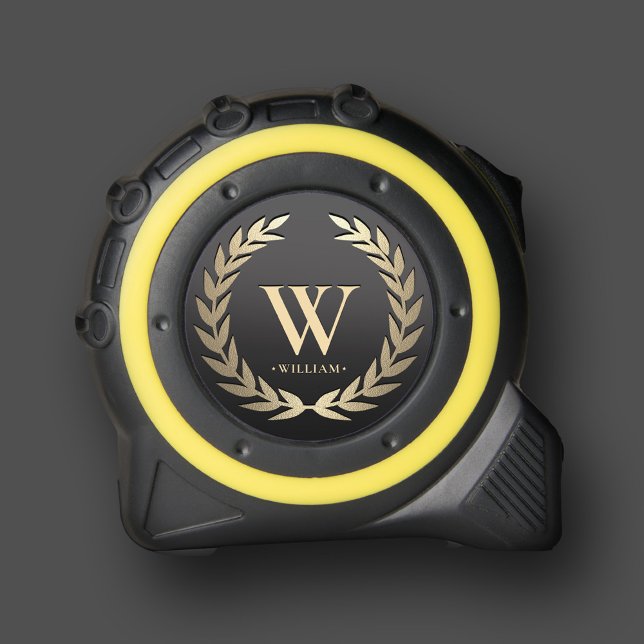 Modern Monogram Initial Elegant Black Gold Wreath Tape Measure (Modern Monogram Initial Elegant Black Gold Wreath Tape Measure
)