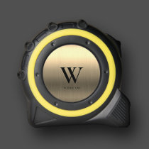Modern Monogram Initial Elegant Metallic Gold Tape Measure