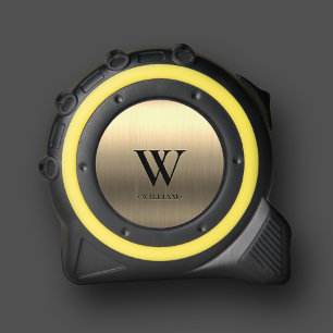 Modern Monogram Initial Elegant Metallic Gold Tape Measure