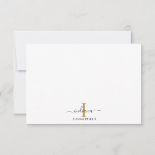Modern Monogram Initial Elegant Script Business Note Card