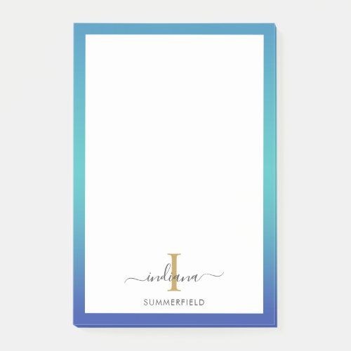 Modern Monogram Initial Elegant Script Business Post_it Notes