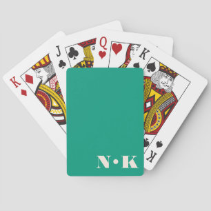 Modern Monogram Initial Green Custom Wedding Favor Poker Cards