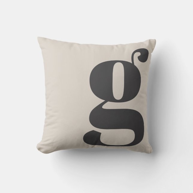 Modern Monogram Initial Letter Beige Cream Throw Pillow (Front)