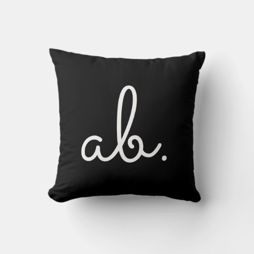 Modern Monogram Initial Letter Black and White Throw Pillow
